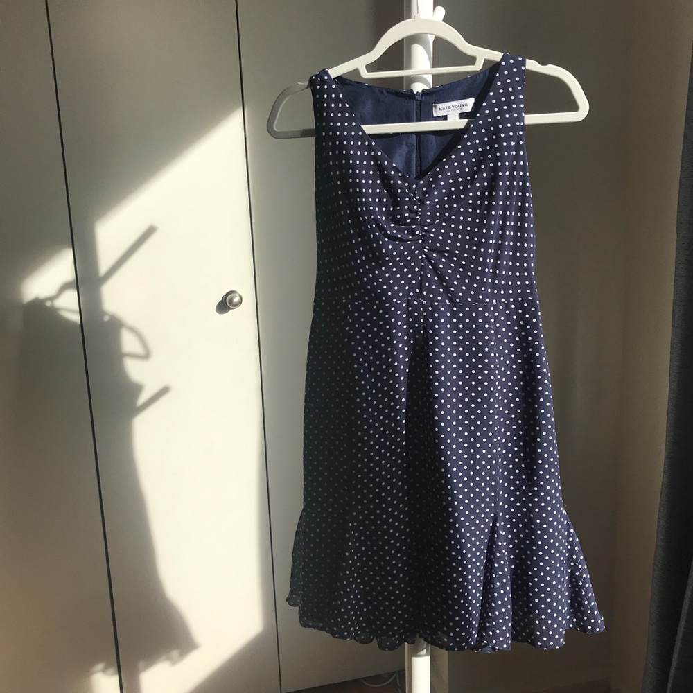 Navy polka dot dress